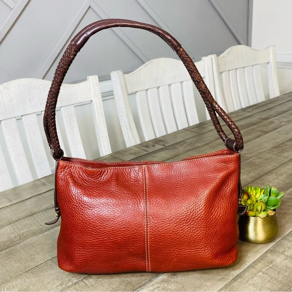 Vintage Fossil Shoulder Bag Red Pebbled Leather Y2K - Picture 1 of 8